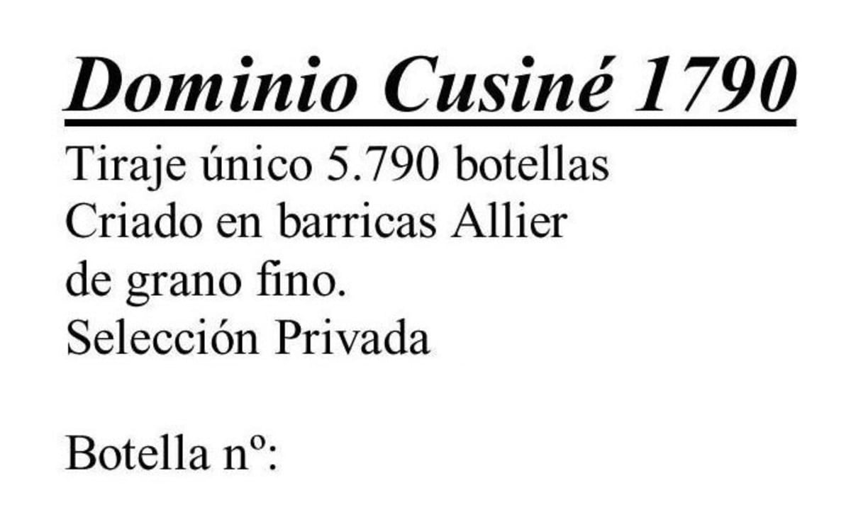 Pares Balta Dominio Cusine 1790 Gran Reserva 2003 Front Label