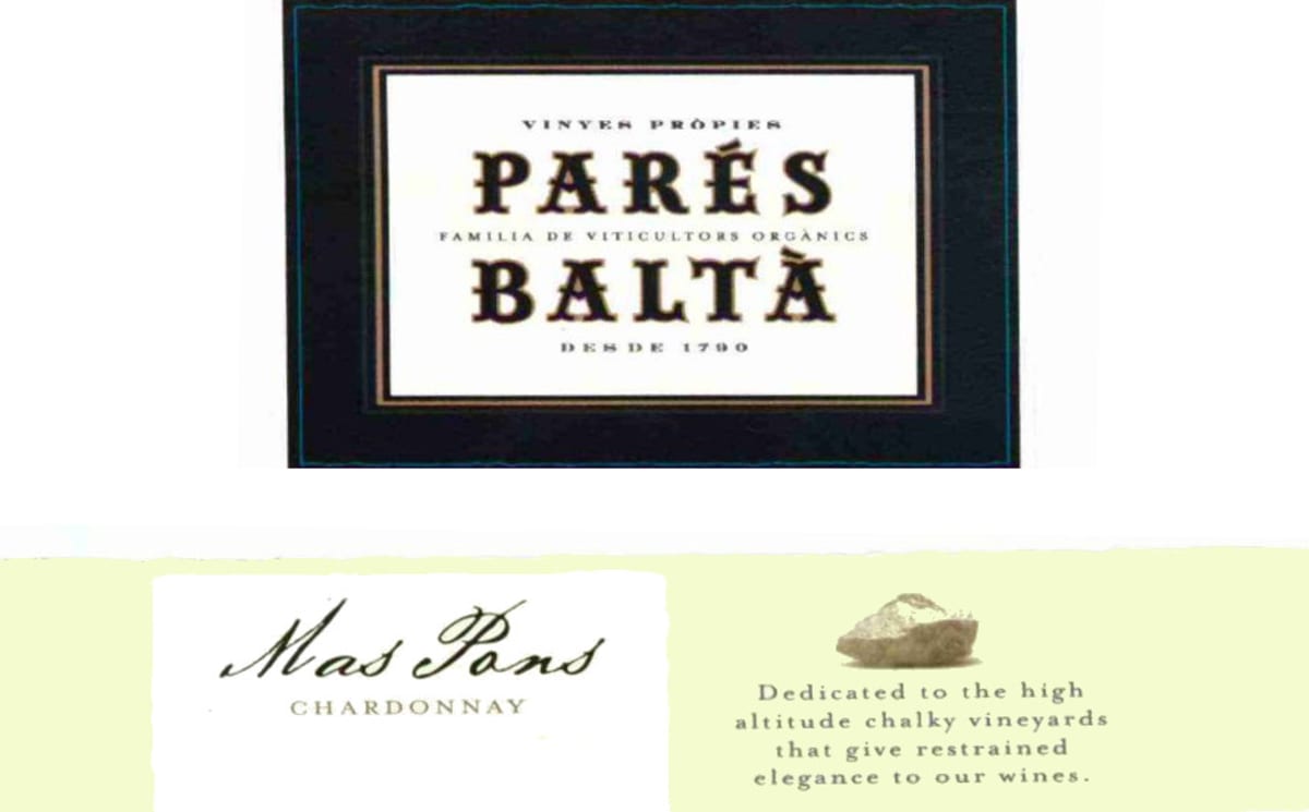 Pares Balta Mas Pons Chardonnay 2001 Front Label