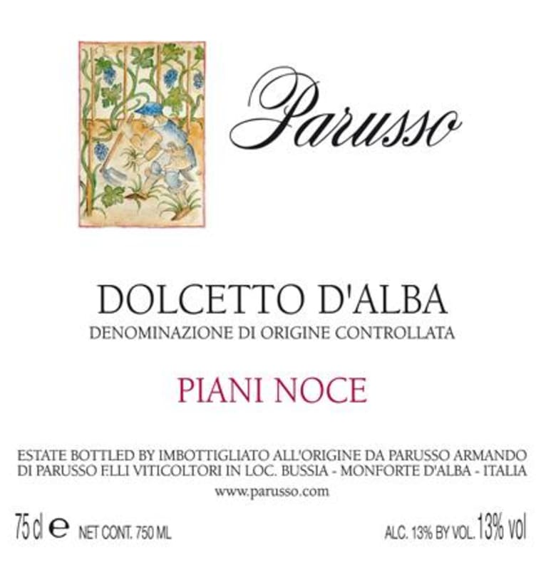 Parusso Dolcetto d'Alba Piani Noce 2012 Front Label