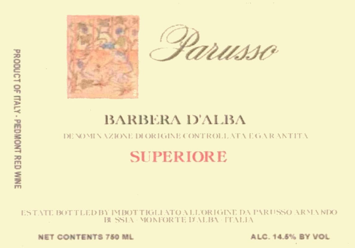 Parusso Barbera d'Alba Superiore 2006 Front Label