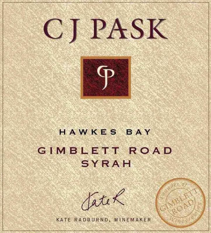 C.J. Pask Winery Gimblett Road Syrah 2010 Front Label