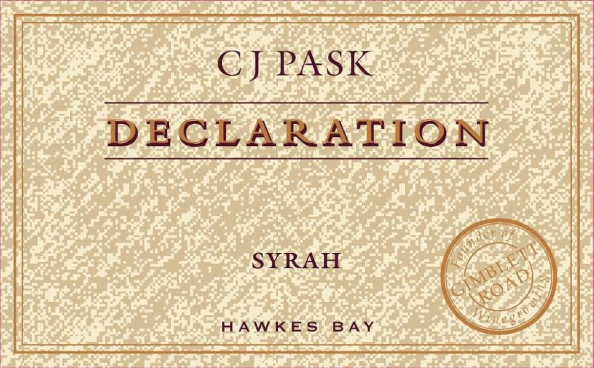 C.J. Pask Winery Declaration Syrah 2010 Front Label