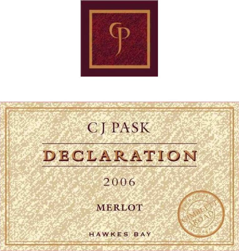 C.J. Pask Winery Declaration Merlot 2006 Front Label