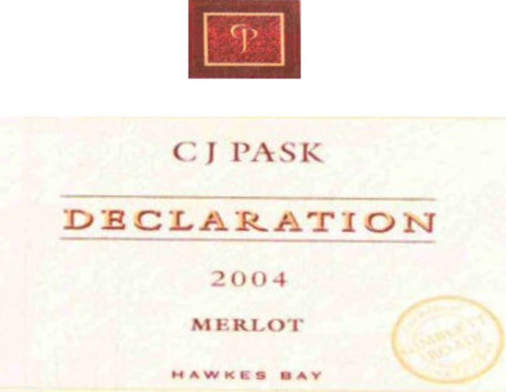 C.J. Pask Winery Declaration Merlot 2004 Front Label