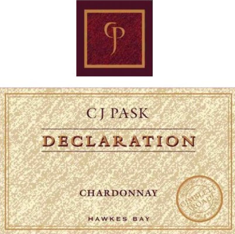 C.J. Pask Winery Declaration Chardonnay 2014 Front Label
