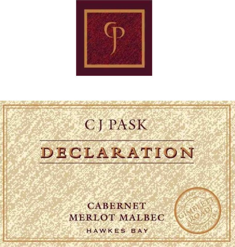 C.J. Pask Winery Declaration Cabernet - Merlot - Malbec 2013 Front Label