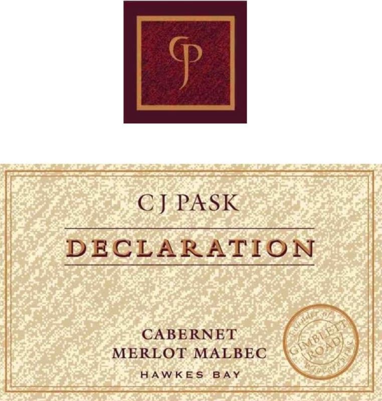 C.J. Pask Winery Declaration Cabernet - Merlot - Malbec 2010 Front Label