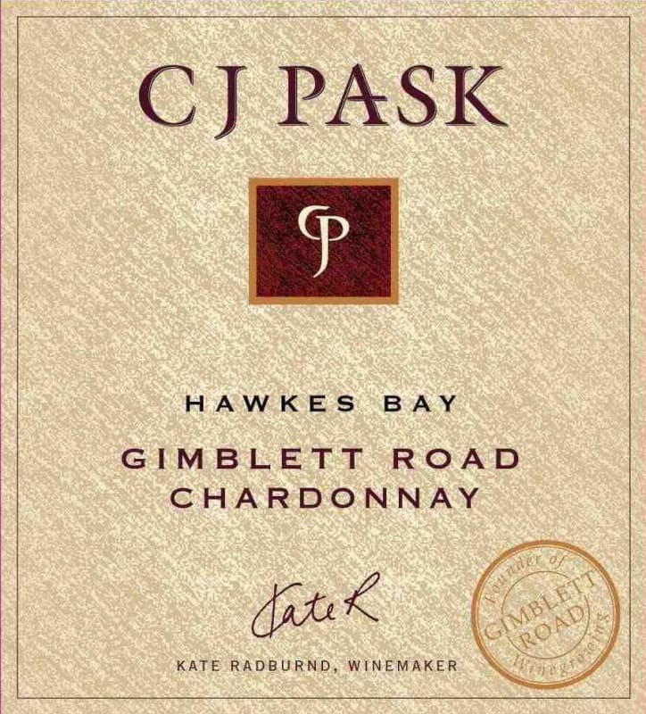 C.J. Pask Winery Gimblett Road Chardonnay 2013 Front Label