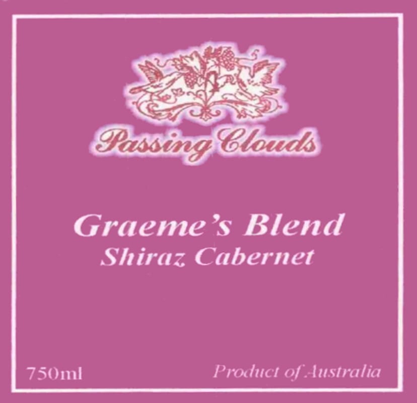 Passing Clouds Graeme's Blend Shiraz Cabernet 2011 Front Label