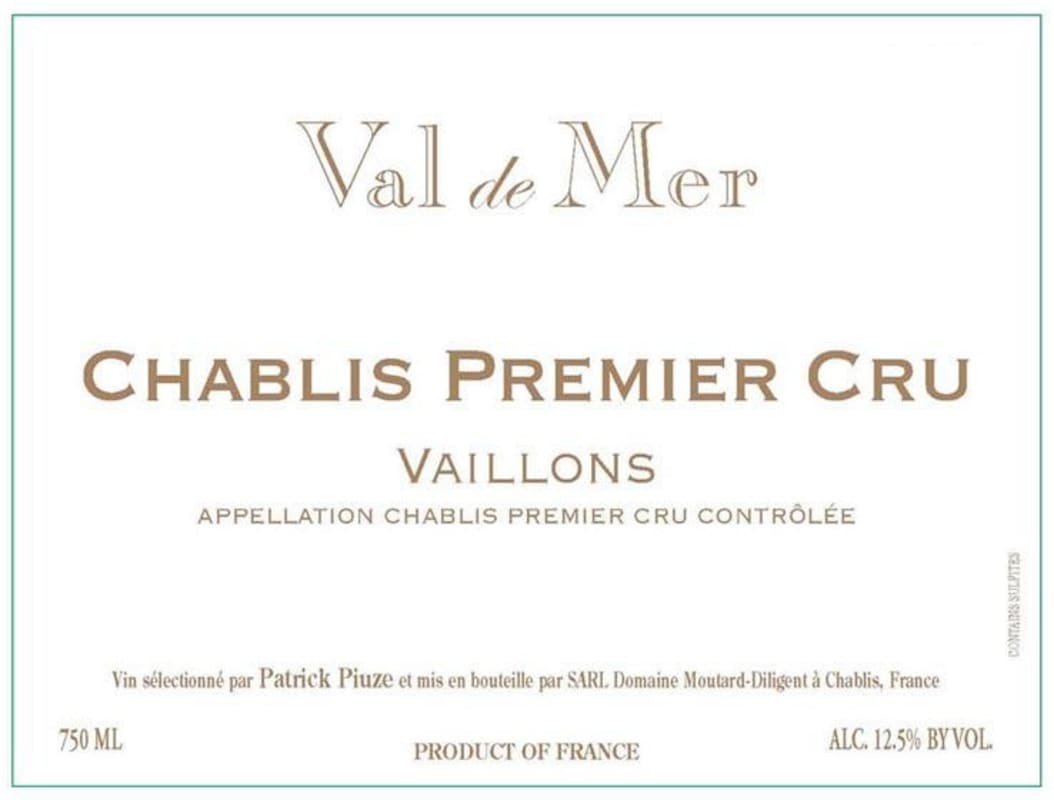 Val de Mer by Patrick Piuze Chablis Premier Cru Vaillons 2011 Front Label