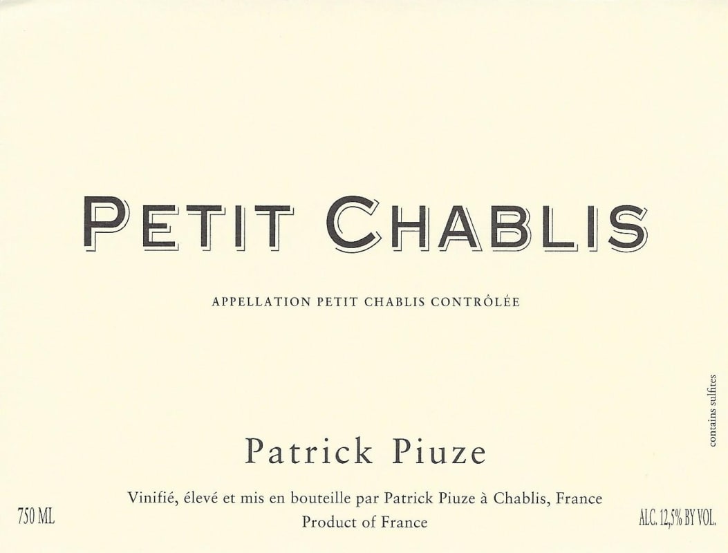 Patrick Piuze Petit Chablis 2015 Front Label