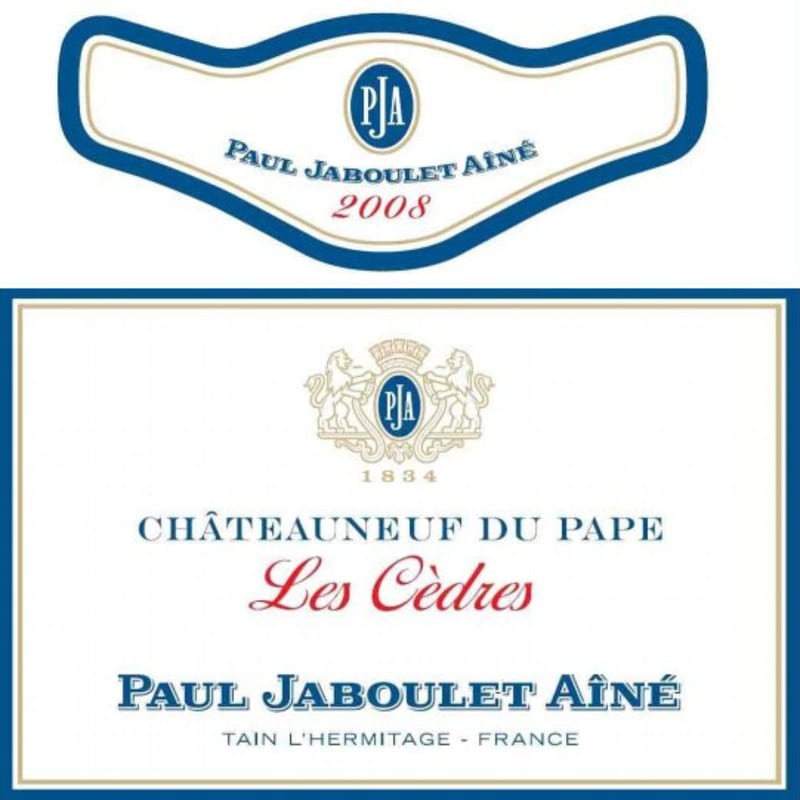 Jaboulet Chateauneuf-du-Pape Les Cedres Rouge 2008 Front Label