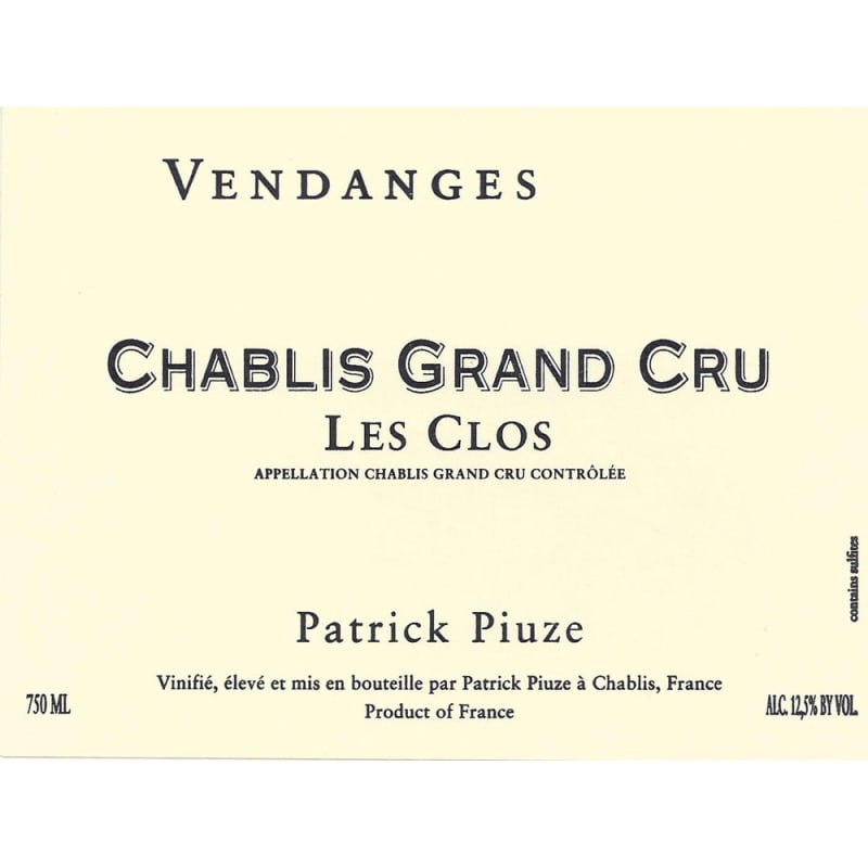 Patrick Piuze Chablis Les Clos Grand Cru 2014 Front Label
