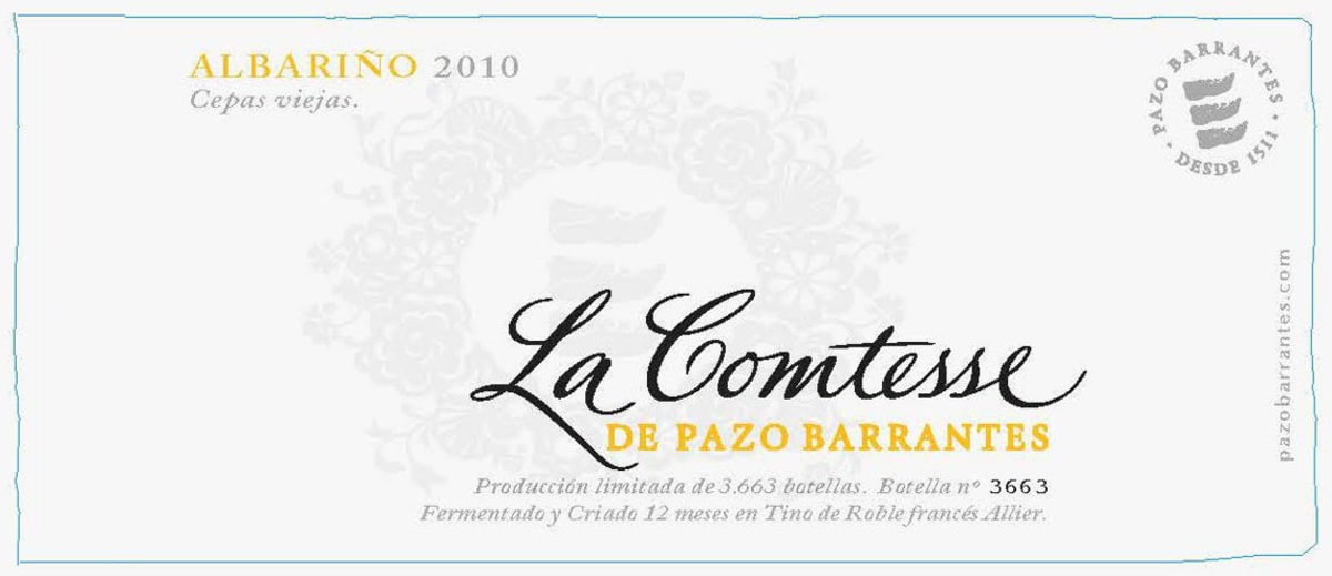 Pazo de Barrantes La Comtesse Albarino 2010 Front Label
