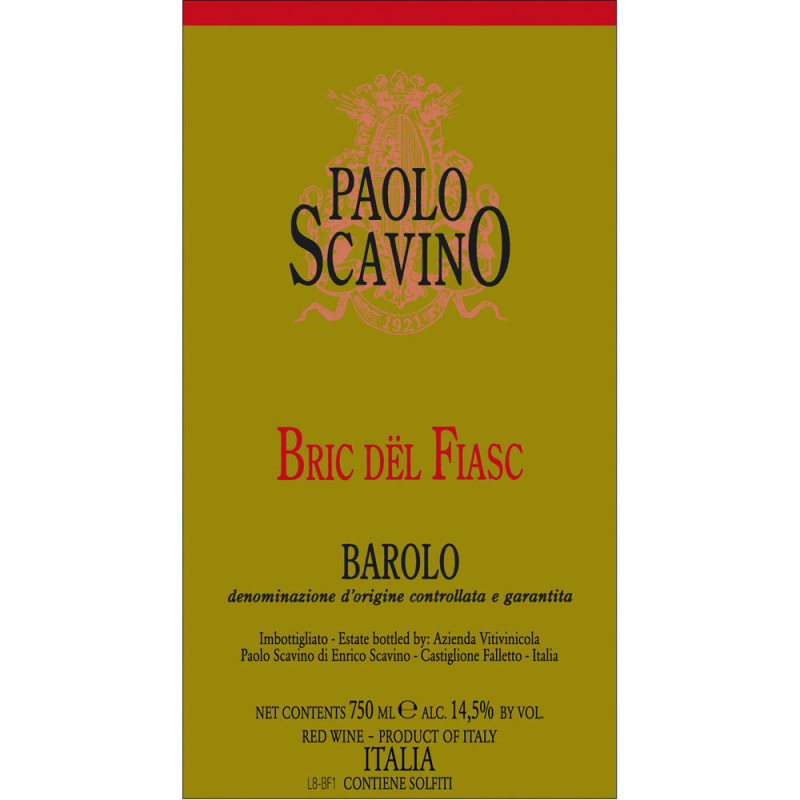 Paolo Scavino Barolo Bric del Fiasc 2011 Front Label