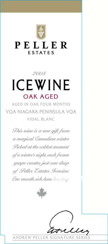 Peller Estates Icewine Oak Aged Vidal Blanc 2008 Front Label