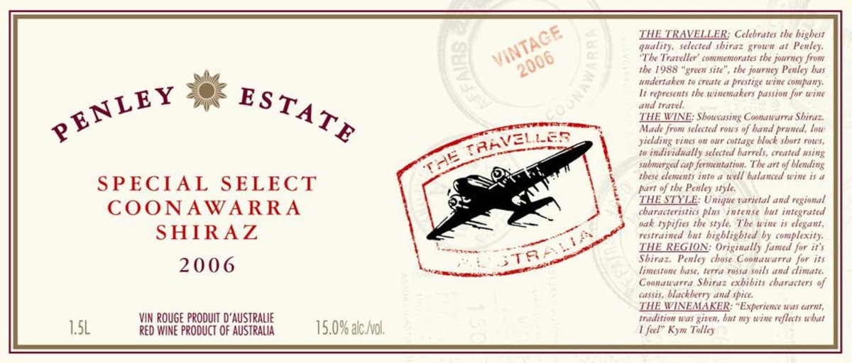 Penley Special Select Shiraz 2006 Front Label