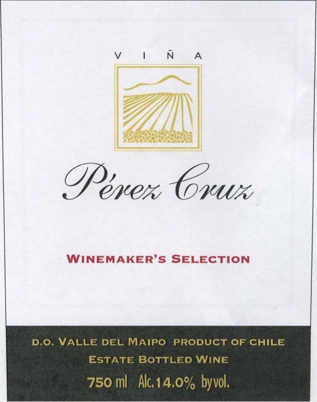 Perez Cruz Winemaker's Selection 2014 Front Label