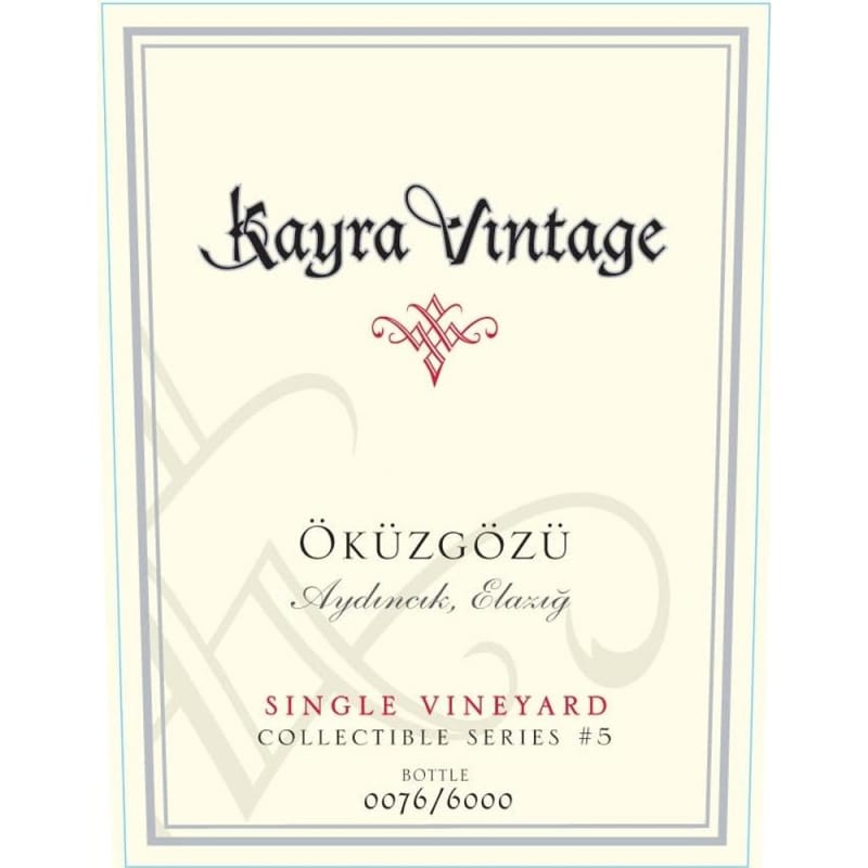 Kayra Single Vineyard Okuzgozu 2011 Front Label