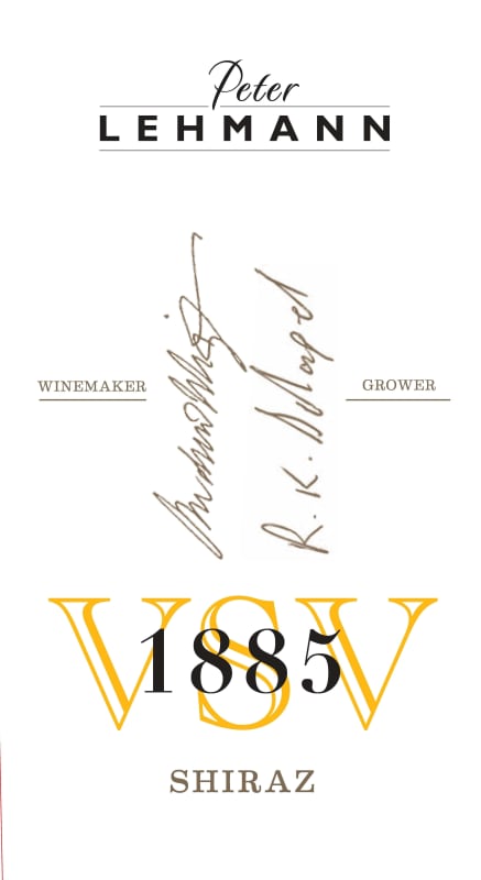 Peter Lehmann VSV 1885 Shiraz 2013 Front Label