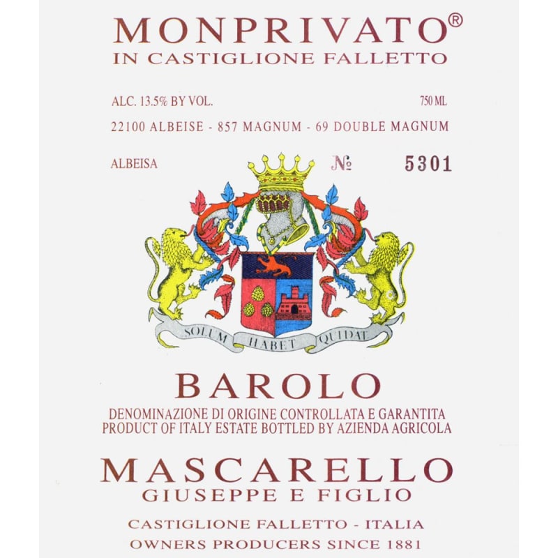 Giuseppe Mascarello Monprivato Barolo 2010 Front Label