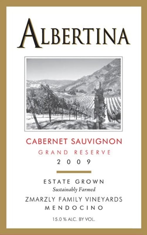 Albertina Wine Cellars Grand Reserve Cabernet Sauvignon 2009 Front Label