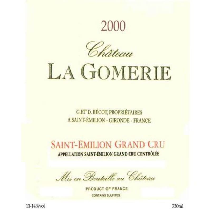 Chateau La Gomerie 2000 Front Label