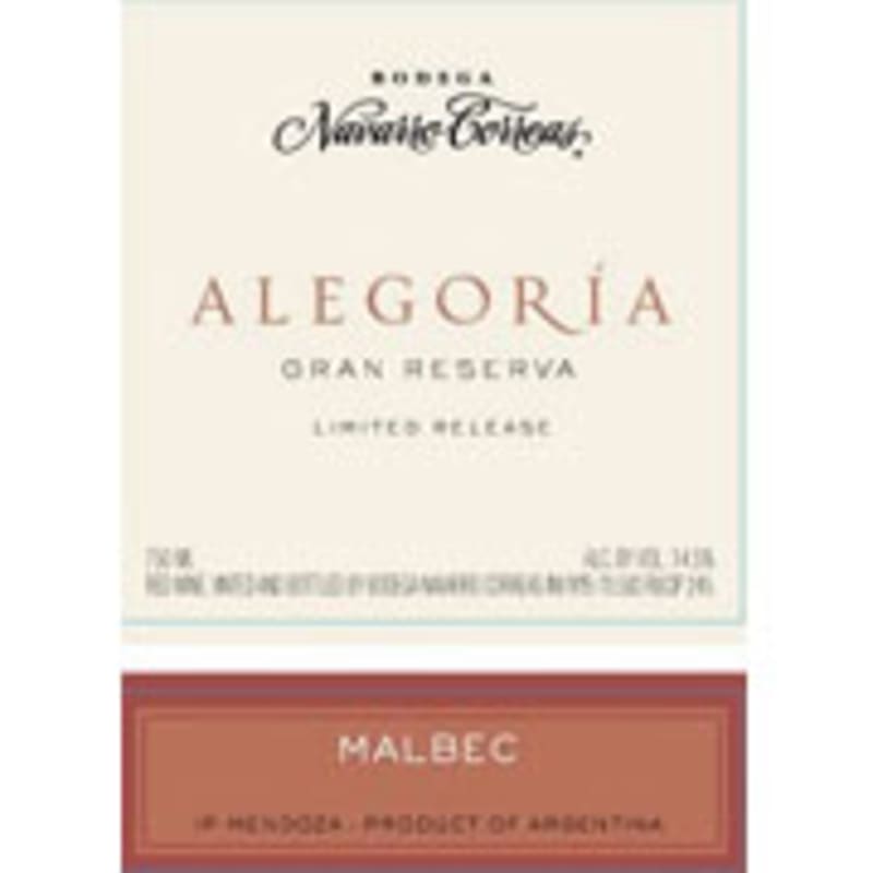 Navarro Correas Alegoria Gran Reserva Malbec 2011 Front Label