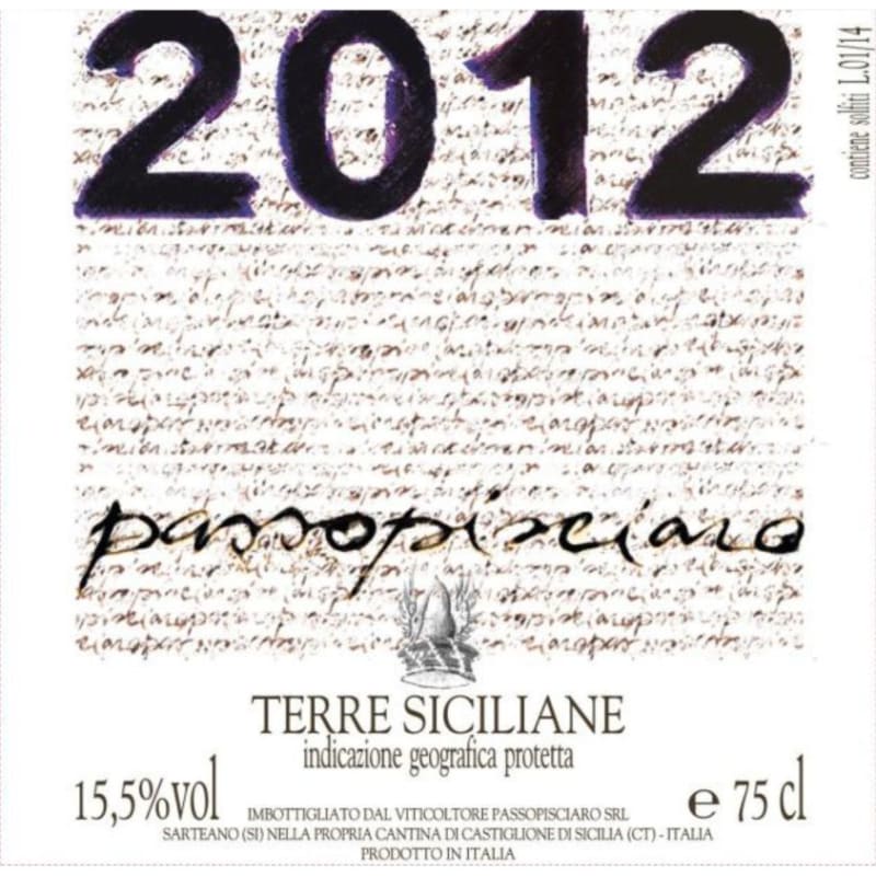 Passopisciaro Passorosso 2012 Front Label