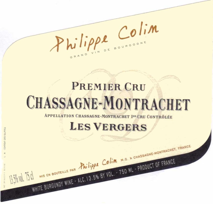 Philippe Colin Chassagne-Montrachet Les Vergers Premier Cru 2009 Front Label