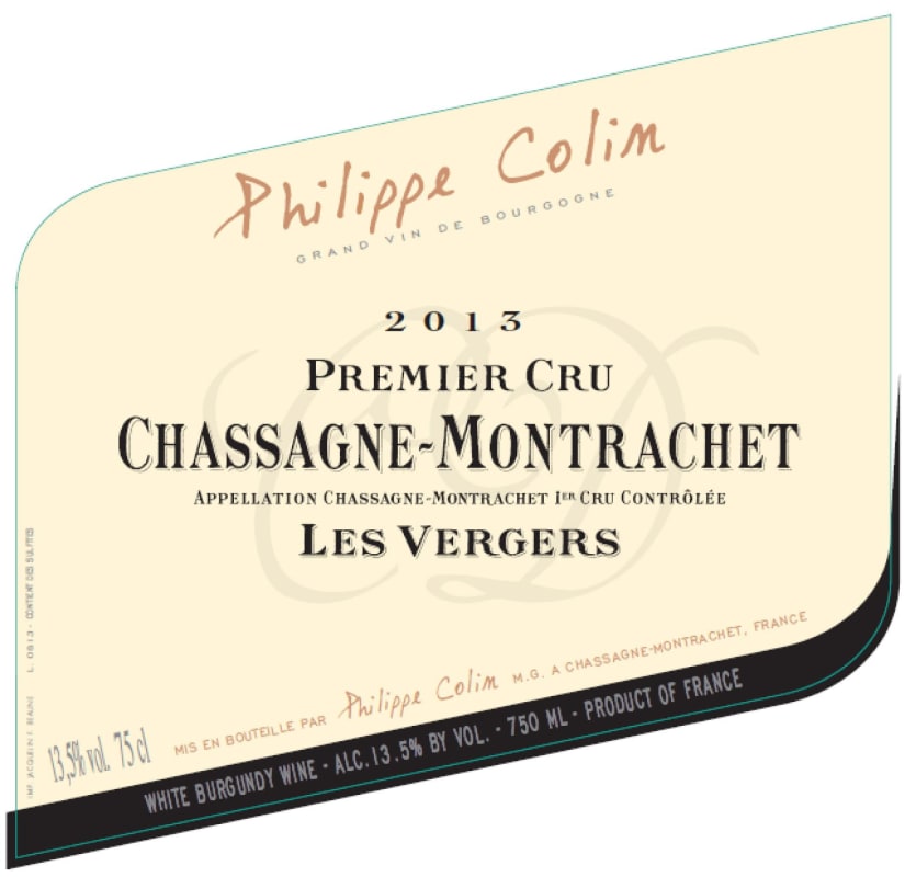 Philippe Colin Chassagne-Montrachet Les Vergers Premier Cru 2013 Front Label