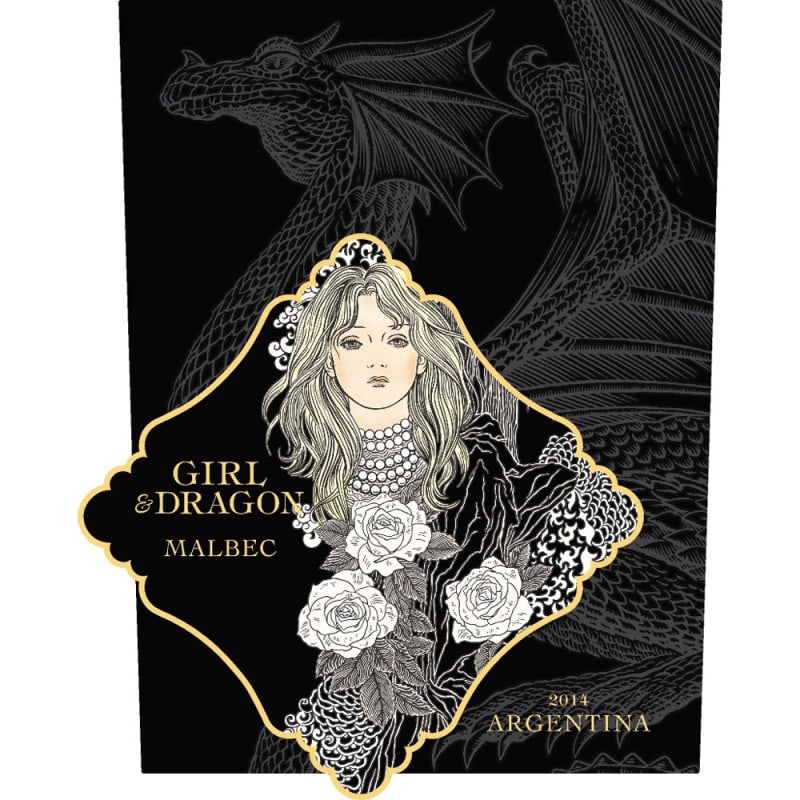 Girl & Dragon Malbec 2014 Front Label