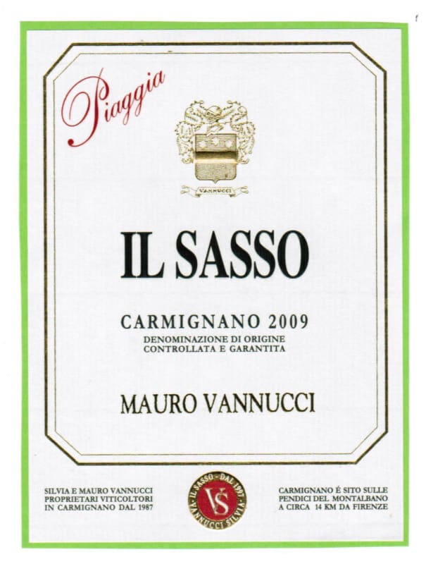 Piaggia Il Sasso Carmignano 2009 Front Label