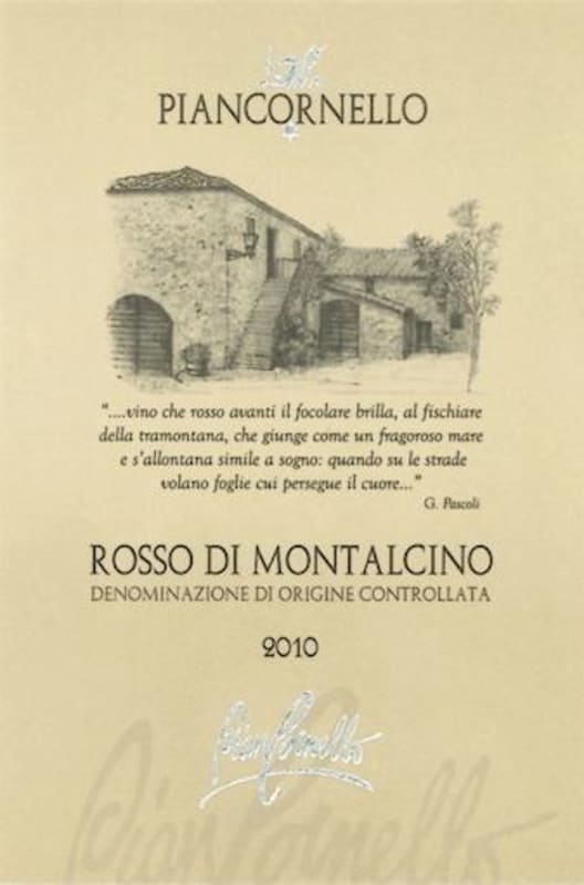 Piancornello Rosso di Montalcino 2010 Front Label