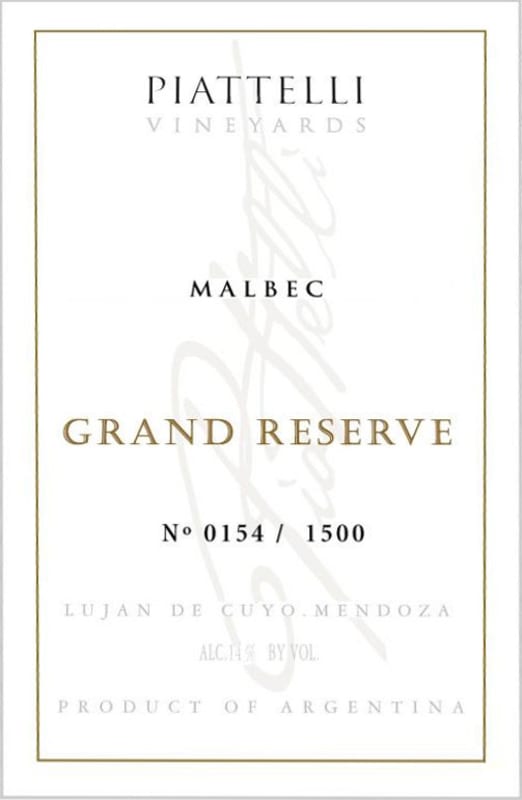 Piattelli Grand Reserve Malbec 2008 Front Label