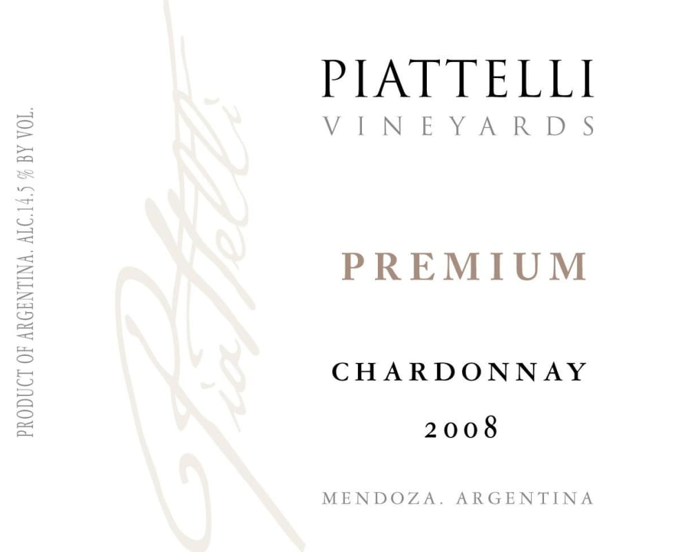 Piattelli Premium Chardonnay 2008 Front Label