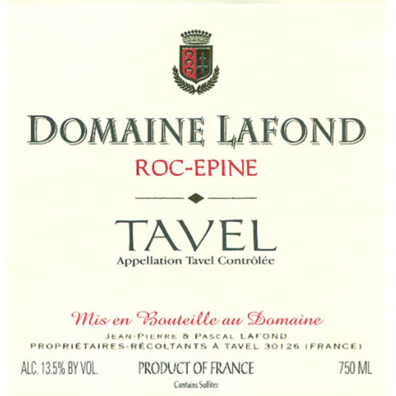 Domaine Lafond Tavel Roc-Epine Rose 2013 Front Label
