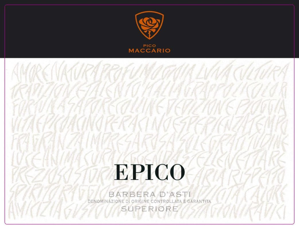 Pico Maccario Epico Barbera d'Asti Superiore 2013 Front Label