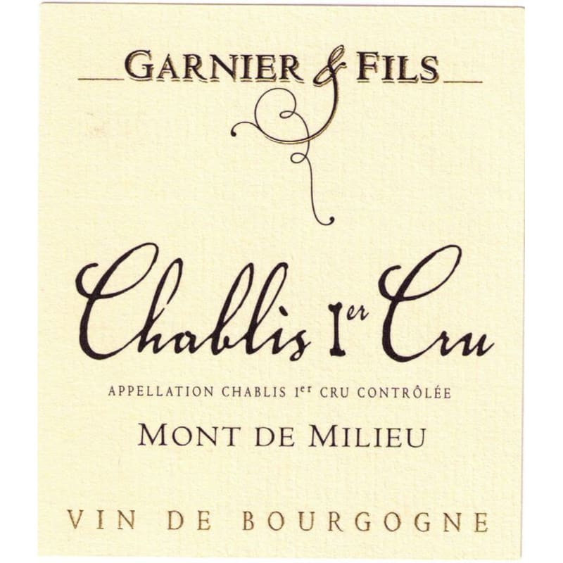 Garnier et Fils Mont de Milieu Premier Cru Chablis 2013 Front Label