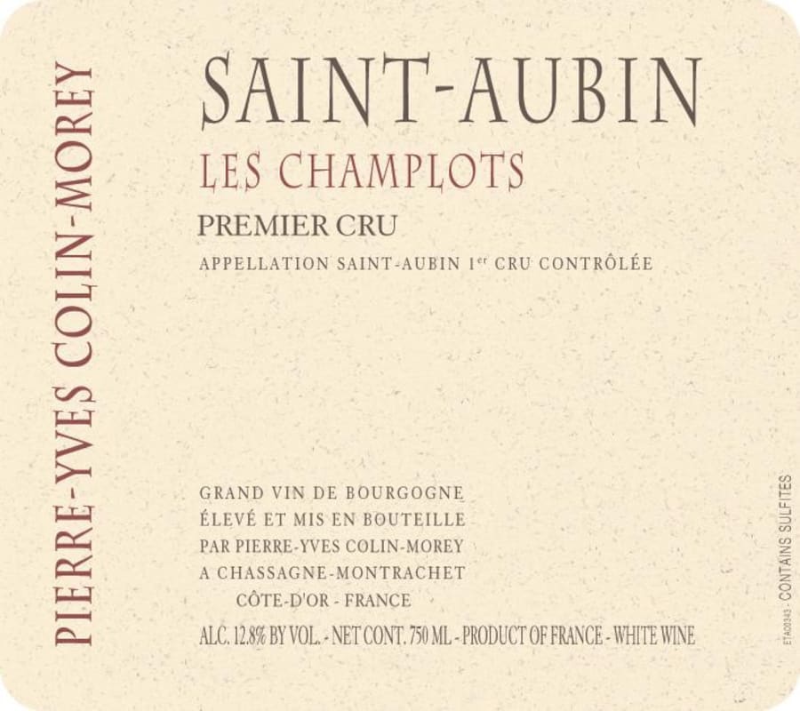 Pierre-Yves Colin-Morey Saint-Aubin Les Champlots 2012 Front Label