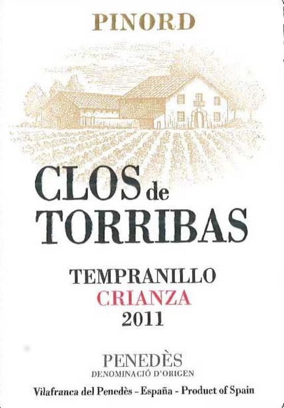 Bodegas Pinord Clos de Torribas Crianza 2011 Front Label