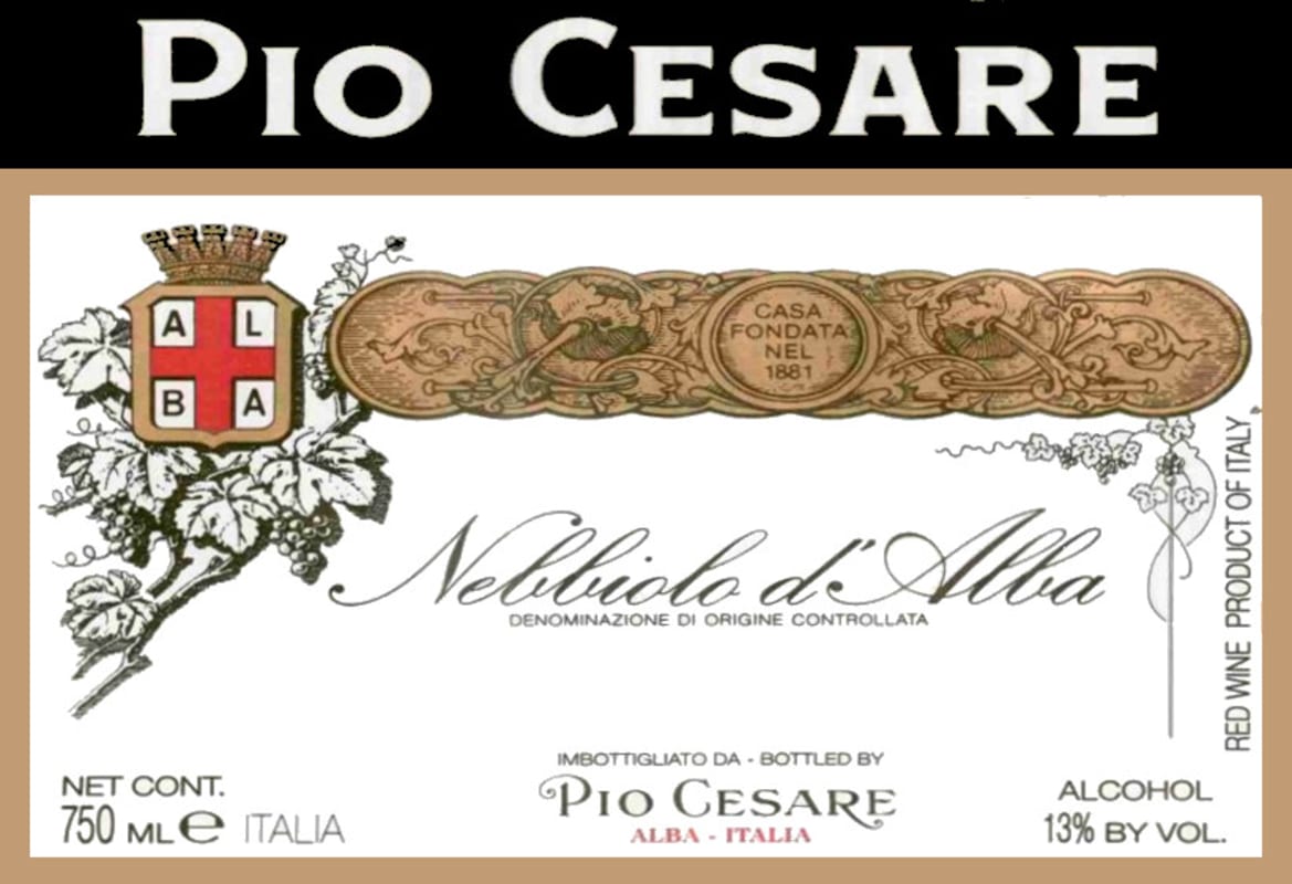 Pio Cesare Nebbiolo d'Alba 2010 Front Label