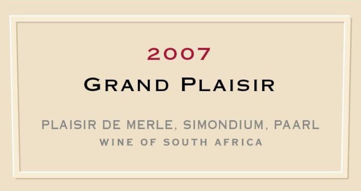 Plaisir de Merle Grand Plaisir 2007 Front Label