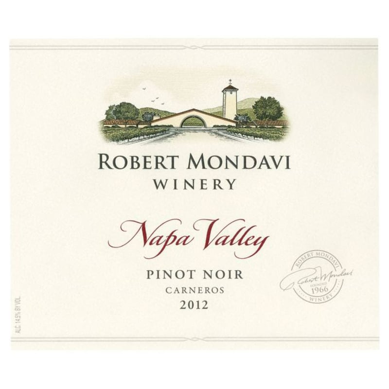Robert Mondavi Carneros Pinot Noir 2012 Front Label