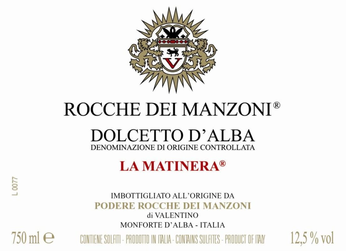 Rocche dei Manzoni Dolcetto d'Alba La Matinera 2015 Front Label
