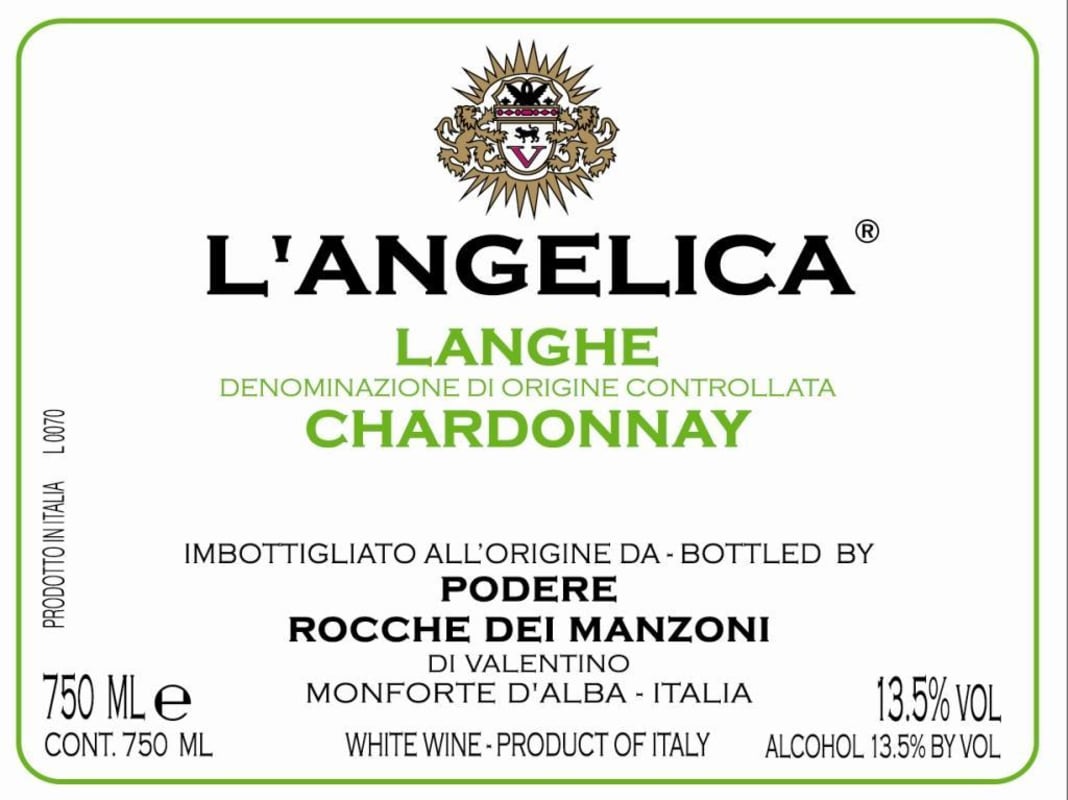 Rocche dei Manzoni Langhe L'Angelica Chardonnay 2012 Front Label