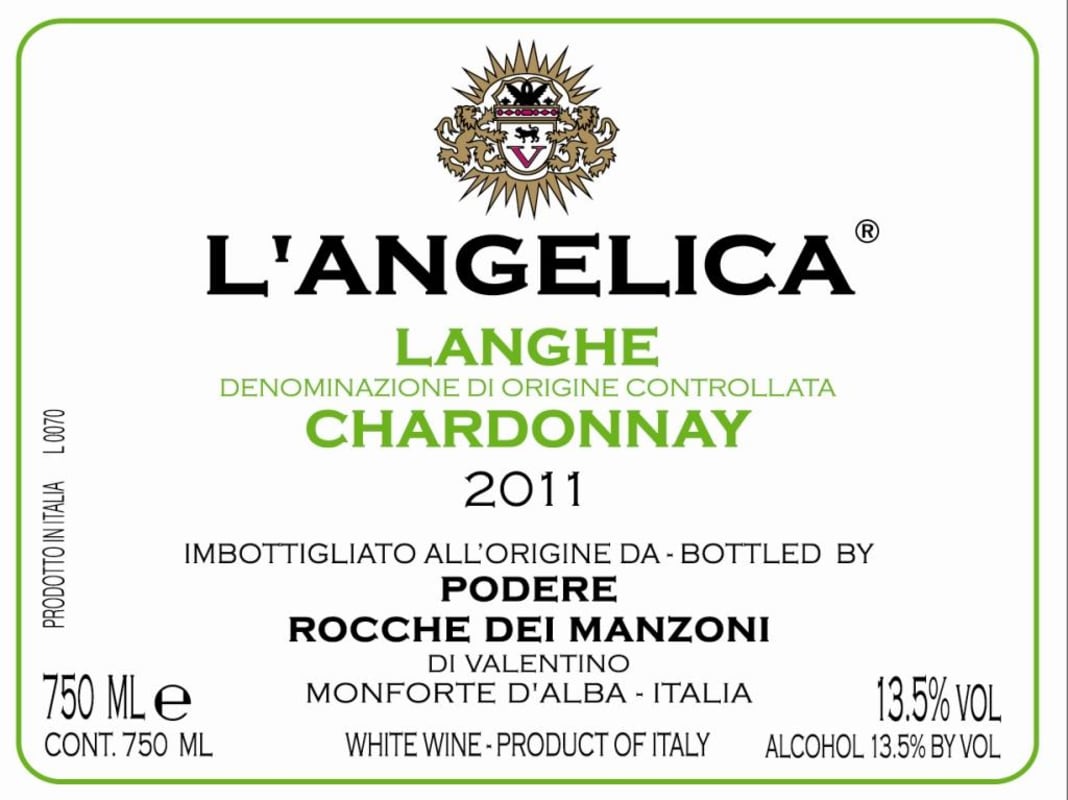 Rocche dei Manzoni Langhe L'Angelica Chardonnay 2011 Front Label