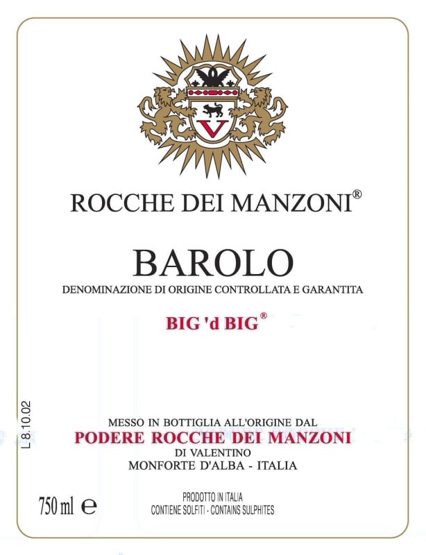 Rocche dei Manzoni Barolo Big 'd Big 2005 Front Label