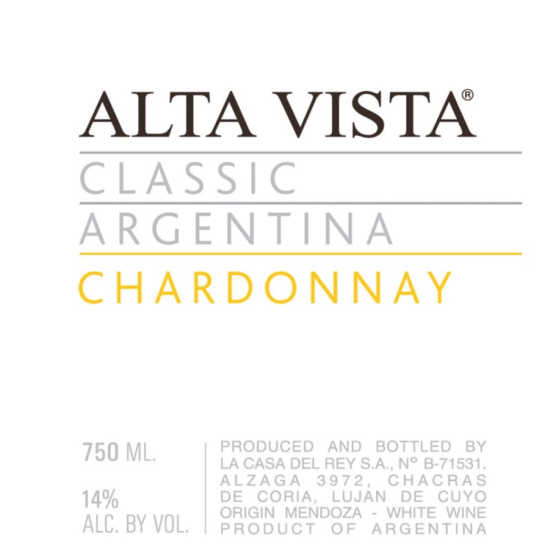 Alta Vista Classic Chardonnay 2011 Front Label