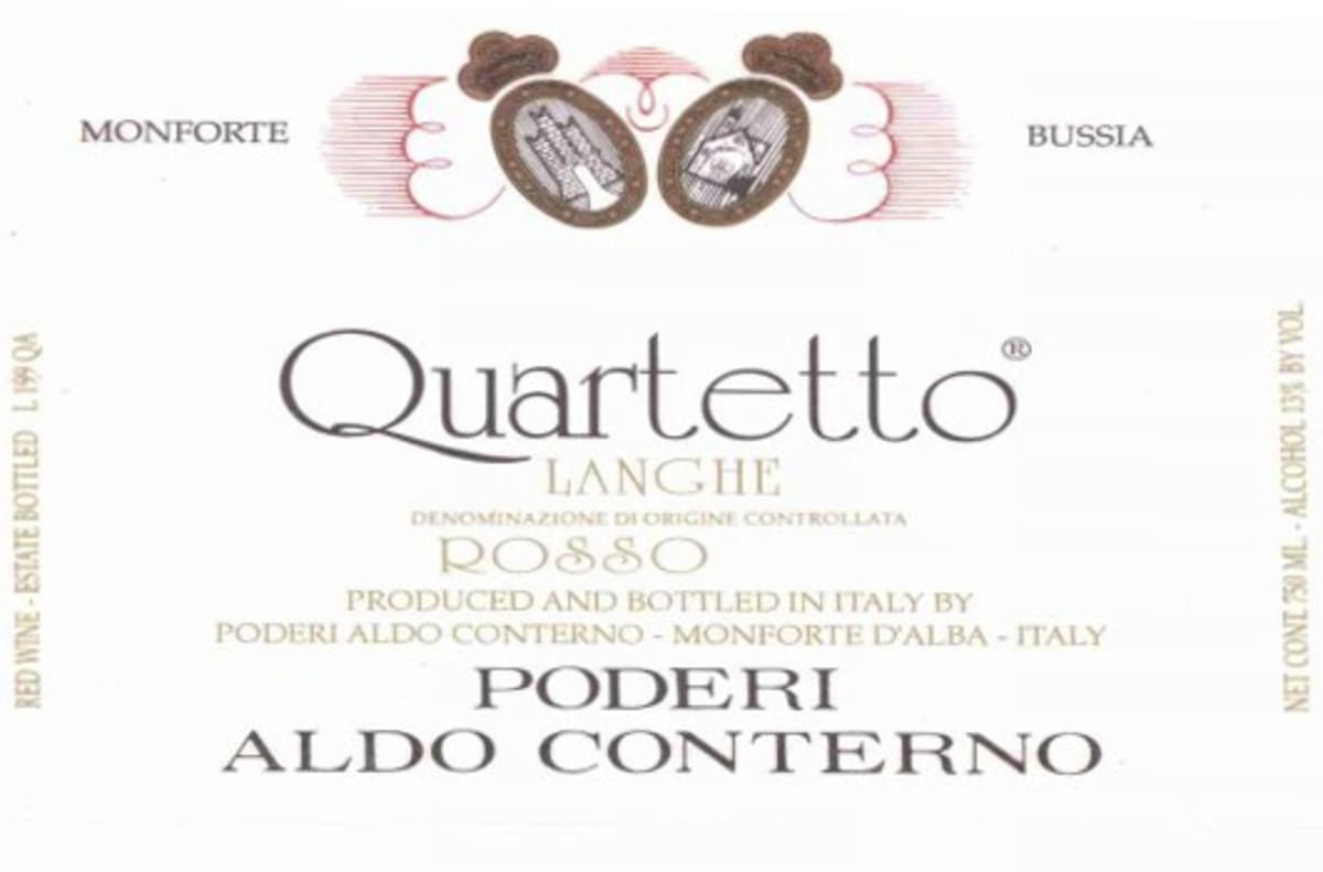 Aldo Conterno Langhe Quartetto Rosso 2001 Front Label